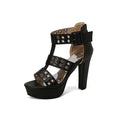 Women's Peep-Toe Chunky Heel Back-Zip Sandal Boots