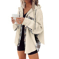 Women's Plaid Casual Hooded Drawstring Coat