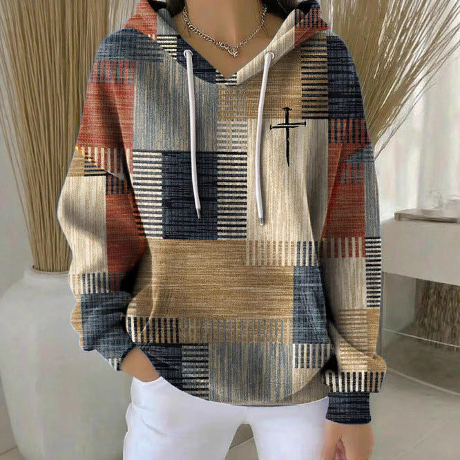 Women's Plaid Casual Hoodie