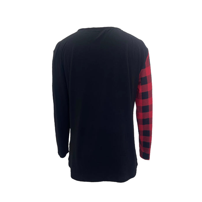 Women's Plaid Contrast-Color Long Sleeve Top | V-Neck Princess Sleeve