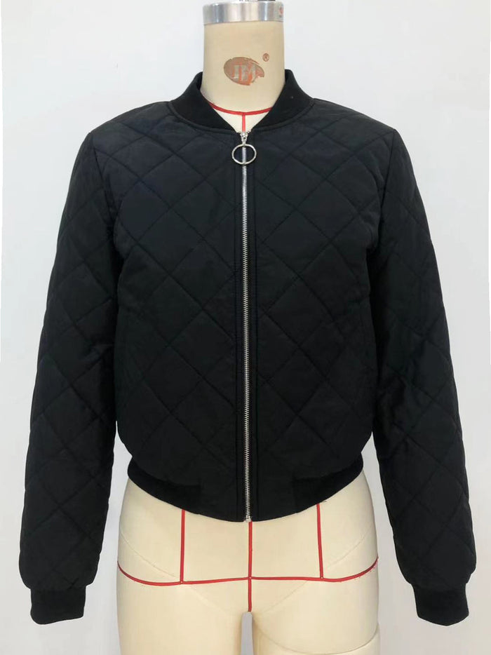 Women's Plaid Padded Baseball Jacket