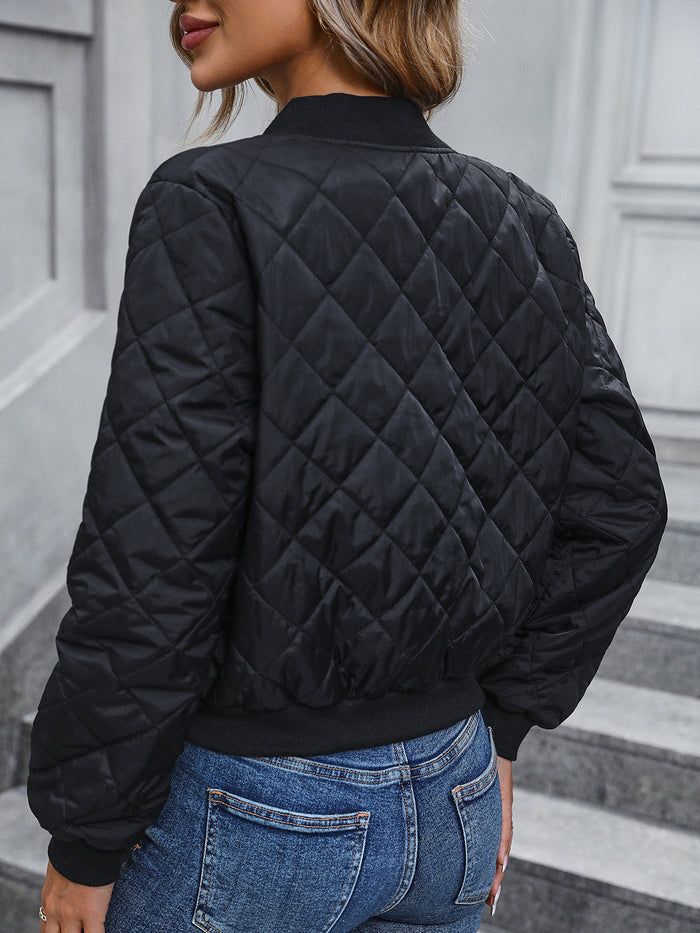 Women's Plaid Padded Baseball Jacket