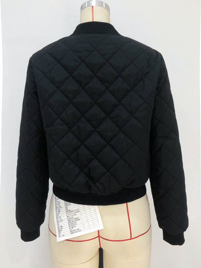Women's Plaid Padded Baseball Jacket