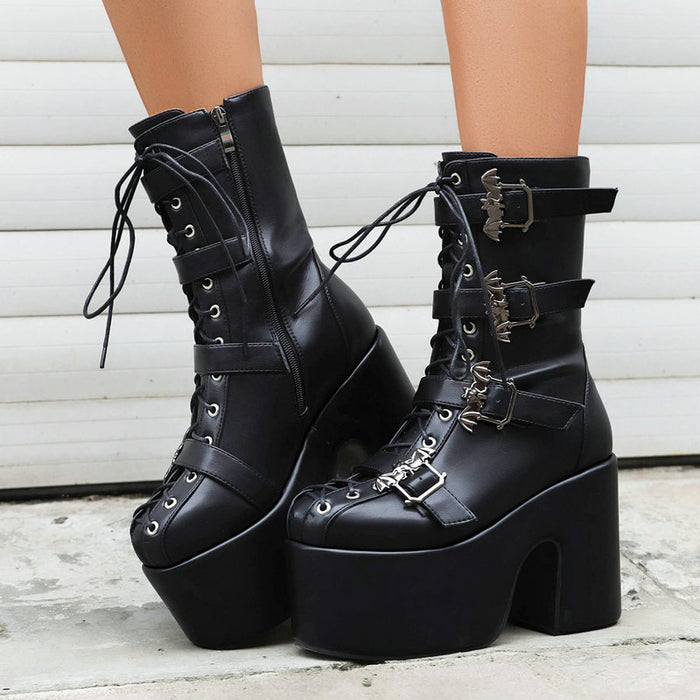 Women's Platform Lace-Up Martin Boots