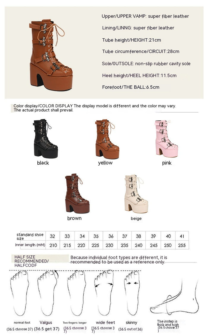 Women's Platform Lace-Up Martin Boots