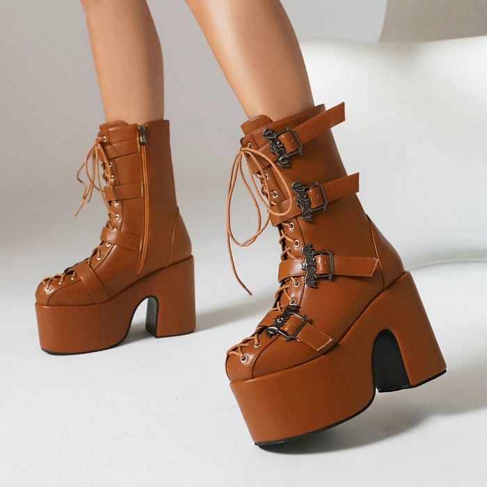 Women's Platform Lace-Up Martin Boots