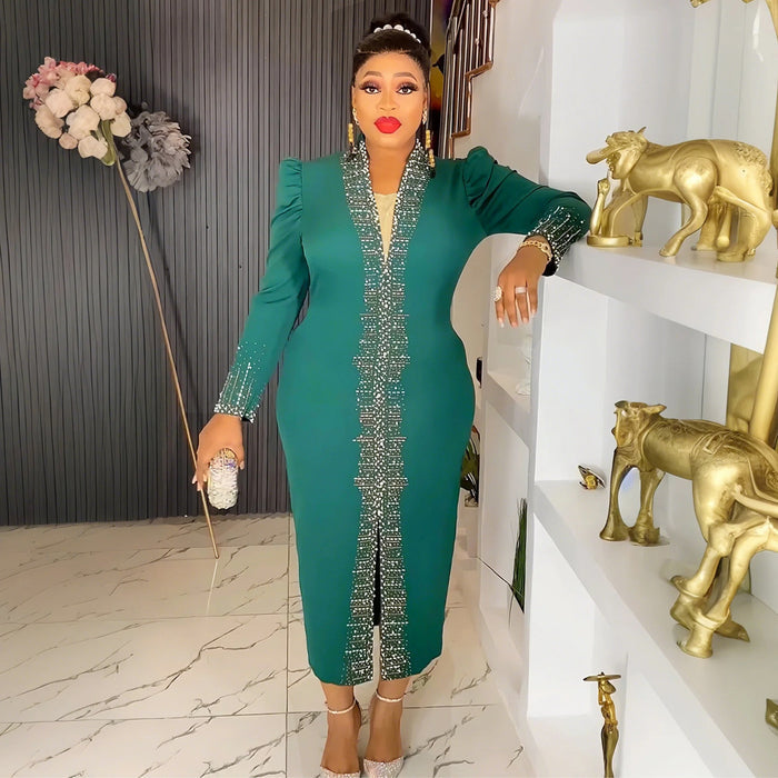 Women's Plus Size Long Sleeve Fitted Midi Dress