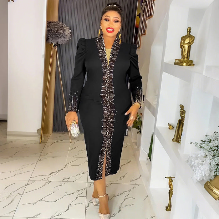 Women's Plus Size Long Sleeve Fitted Midi Dress