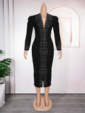 Women's Plus Size Long Sleeve Fitted Midi Dress