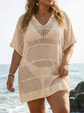 Women's Polo-Neck Full-Sleeve Beach Cover-Up
