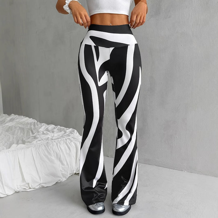 Women's Printed High-Waist Bell-Bottom Pants