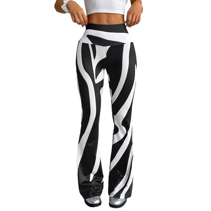 Women's Printed High-Waist Bell-Bottom Pants