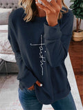 Women's Printed Letter Daily Round Neck Sweater.