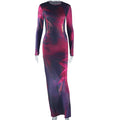 Women's Printed Long Sleeve Slim Fit Dress