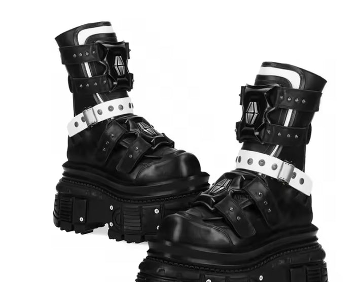 Women's Punk Platform Studded Motorcycle Boots