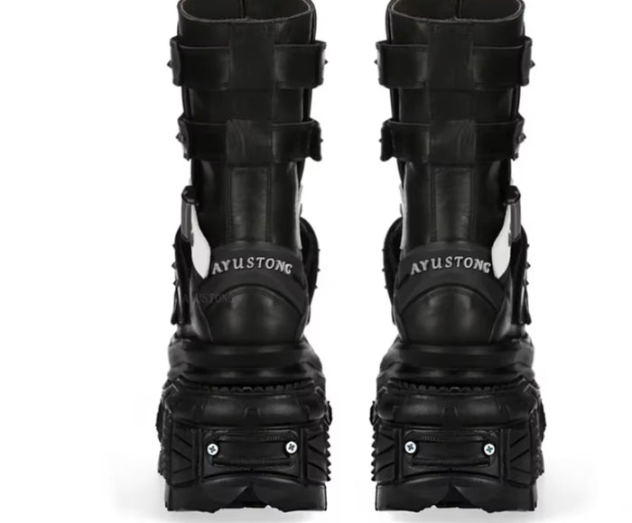 Women's Punk Platform Studded Motorcycle Boots