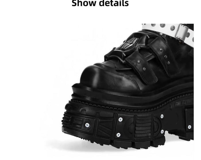 Women's Punk Platform Studded Motorcycle Boots