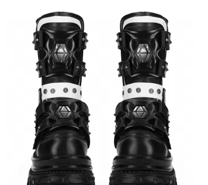 Women's Punk Platform Studded Motorcycle Boots