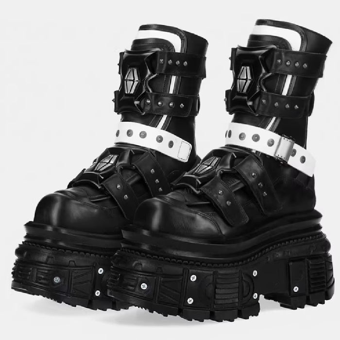 Women's Punk Platform Studded Motorcycle Boots