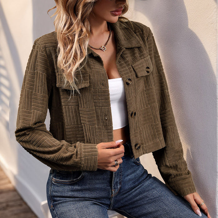 Women's Retro Corduroy Overalls-Style Coat