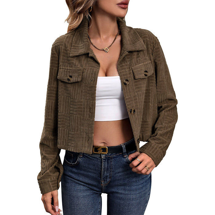 Women's Retro Corduroy Overalls-Style Coat