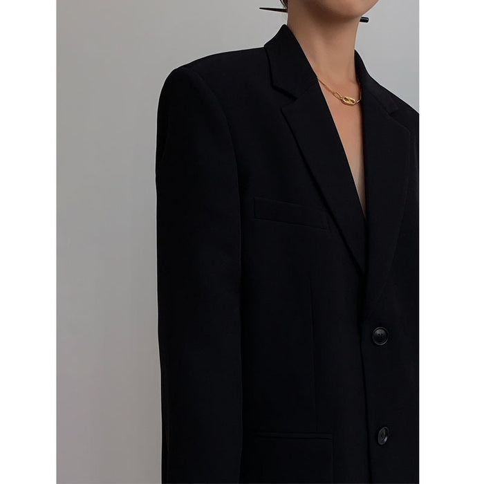 Women's Retro Loose-Fit Black Blazer