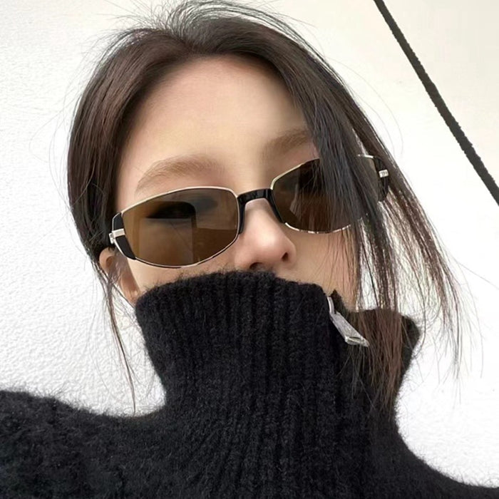 Women's Retro Metal Oval Cat Eye Sunglasses