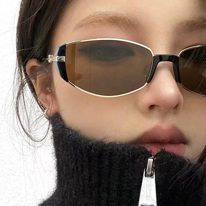 Women's Retro Metal Oval Cat Eye Sunglasses