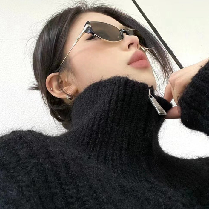 Women's Retro Metal Oval Cat Eye Sunglasses
