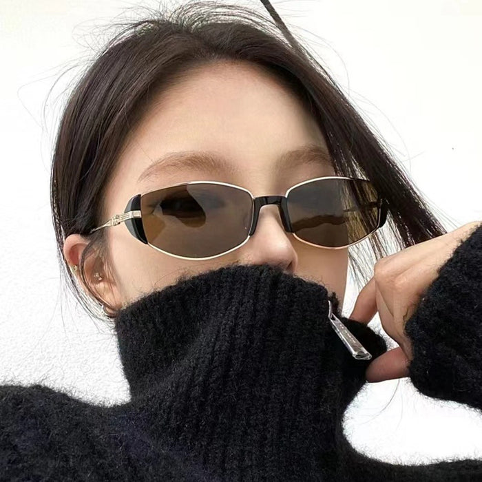 Women's Retro Metal Oval Cat Eye Sunglasses