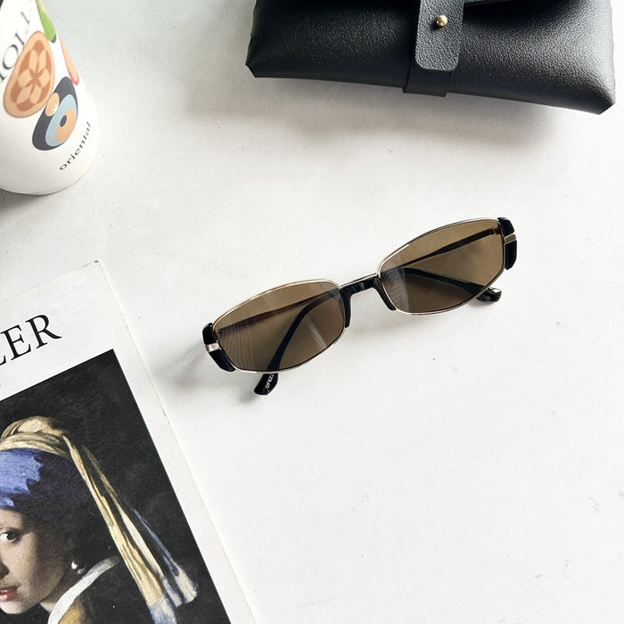 Women's Retro Metal Oval Cat Eye Sunglasses