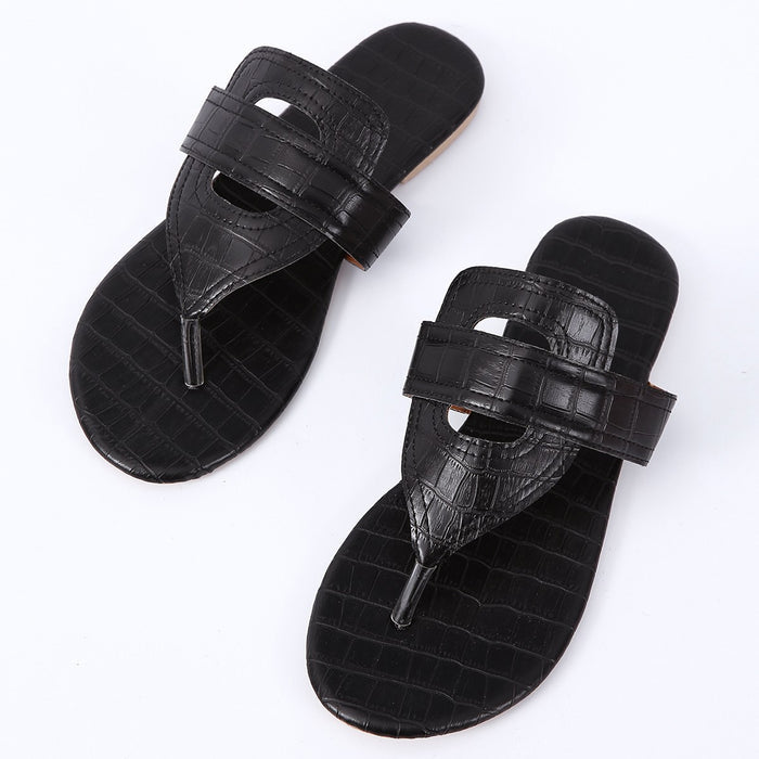 Women's Roman Sandals | Flat Slip-On Beach Shoes | Beige, Black & Brown