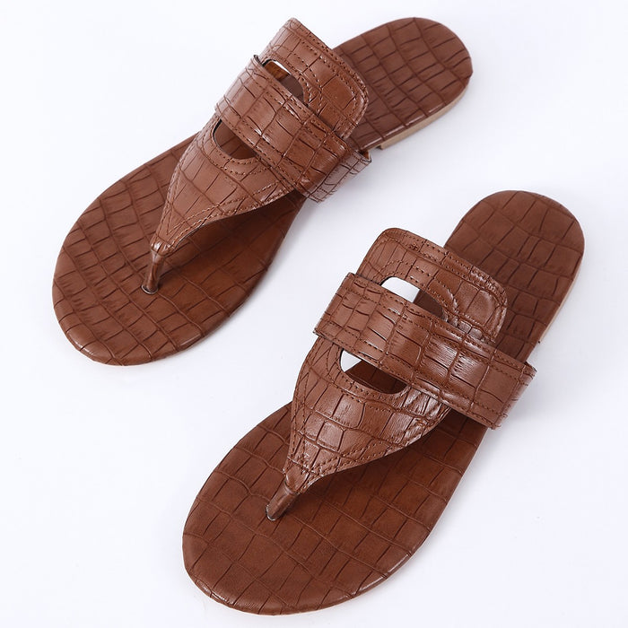 Women's Roman Sandals | Flat Slip-On Beach Shoes | Beige, Black & Brown
