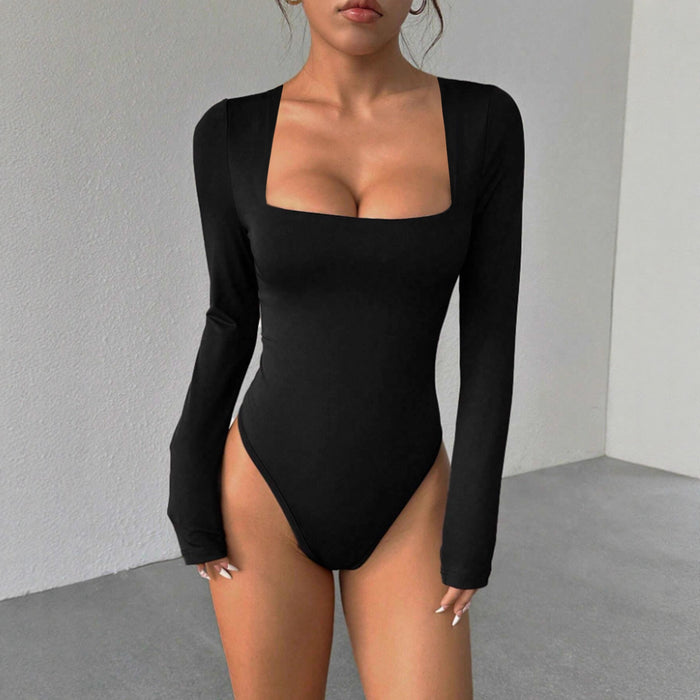 Women's Sexy Square-Neck Top for Fall & Winter