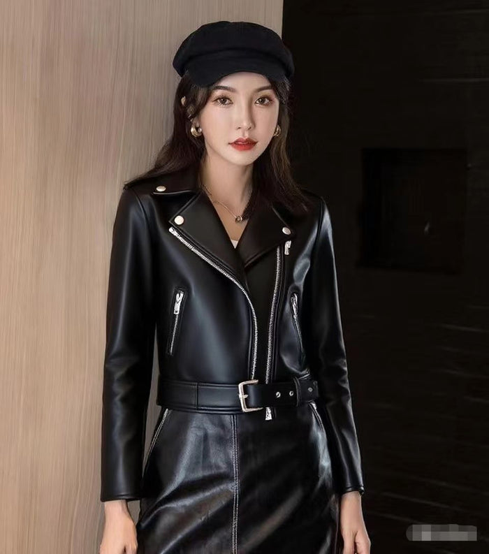 Women's Slim-Fit Fashion Leather Jacket