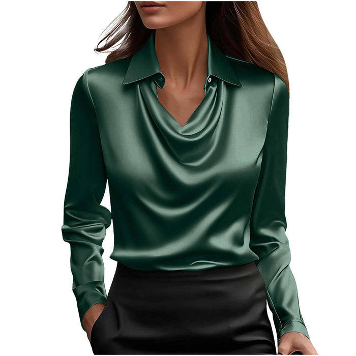 Womens Solid-Color Loose, Simple Boat-Neck Shirt.