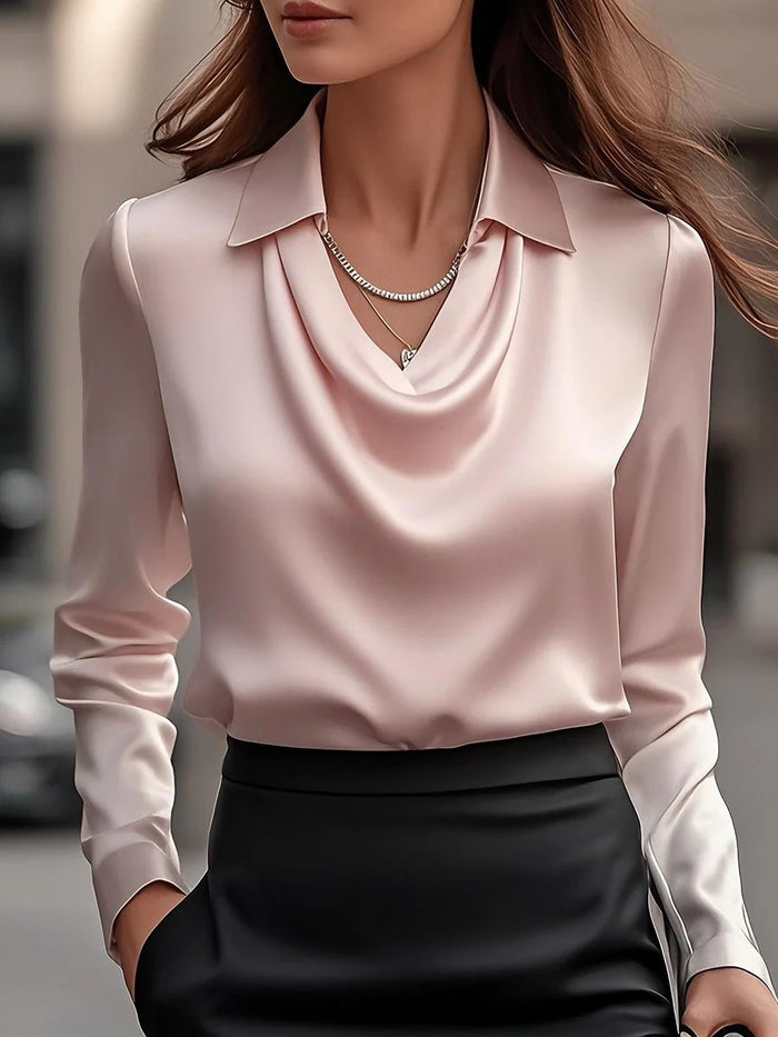 Womens Solid-Color Loose, Simple Boat-Neck Shirt.