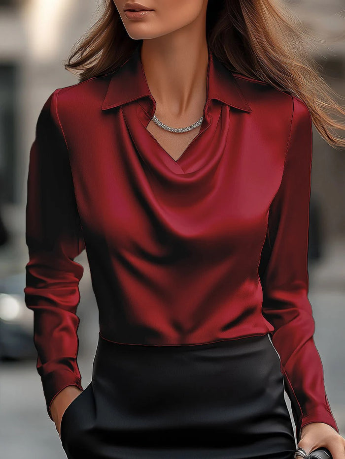 Womens Solid-Color Loose, Simple Boat-Neck Shirt.