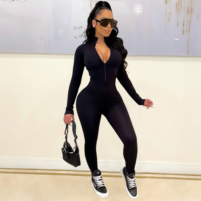 Women's Sports Tight Long Sleeve Jumpsuit