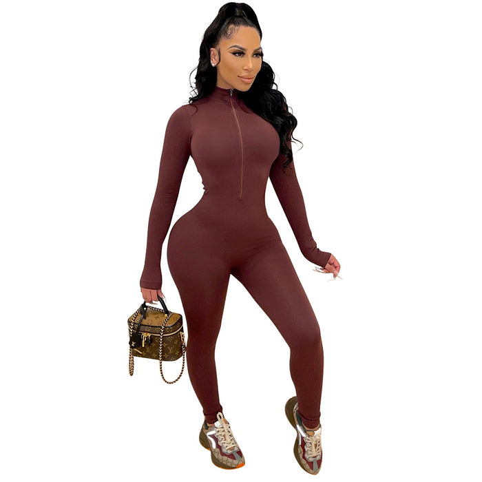Women's Sports Tight Long Sleeve Jumpsuit