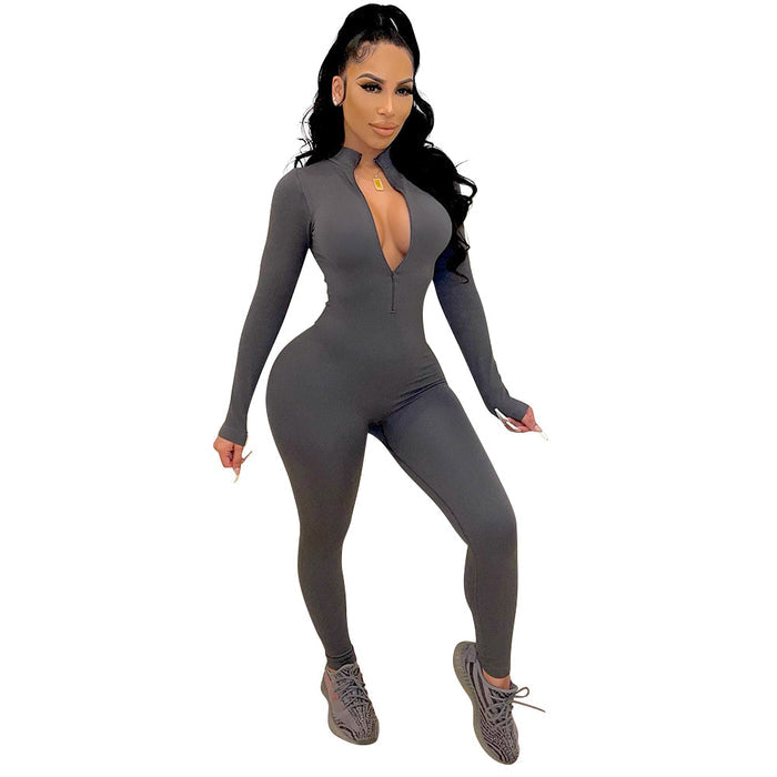 Women's Sports Tight Long Sleeve Jumpsuit