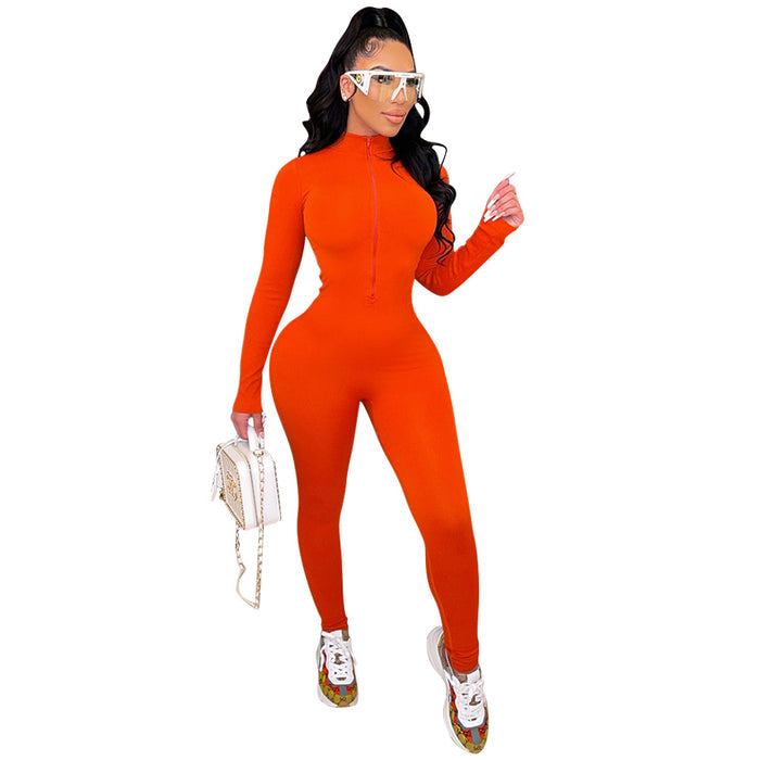 Women's Sports Tight Long Sleeve Jumpsuit