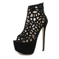 Women's Stiletto Platform Sandals | Super High Heel | Breathable | Black
