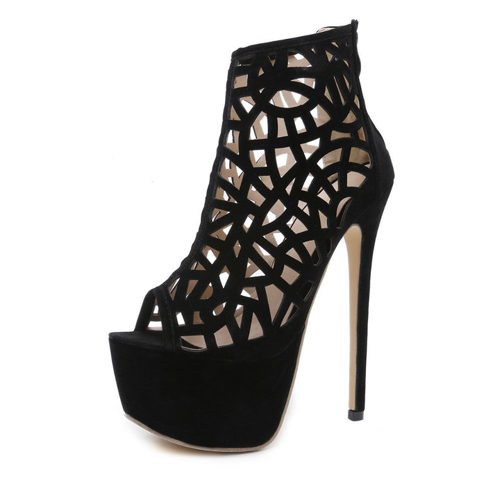 Women's Stiletto Platform Sandals | Super High Heel | Breathable | Black