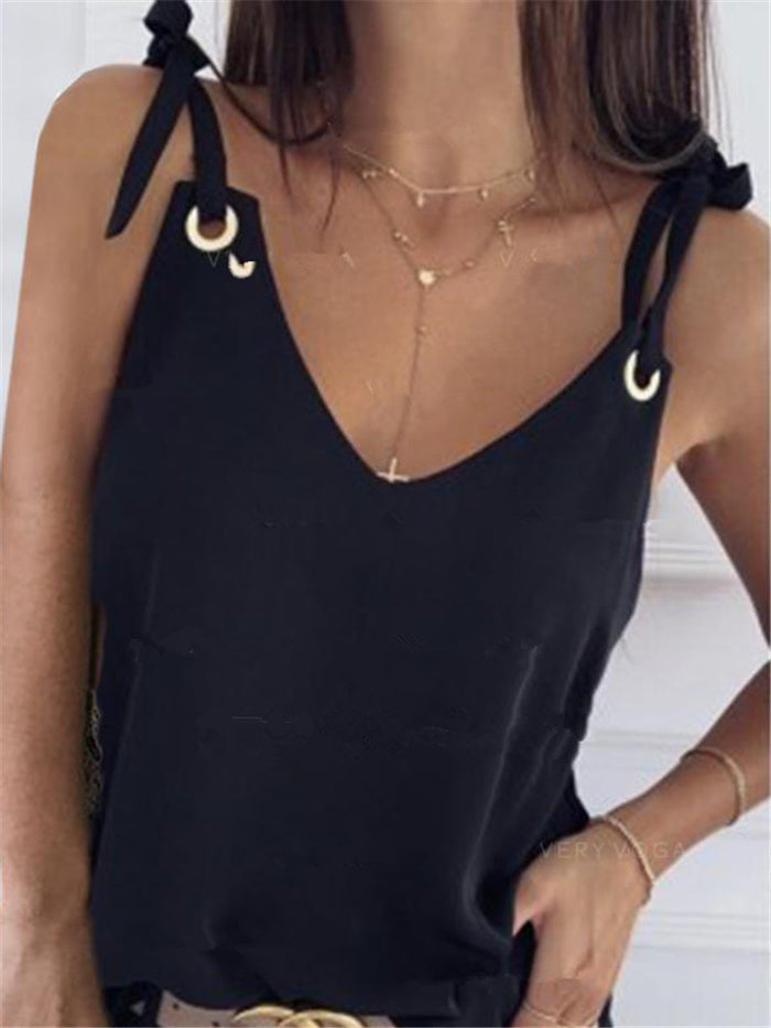 Women's Summer Chiffon V-Neck Suspender Vest Top