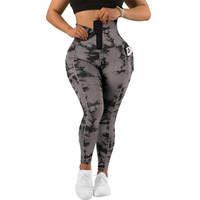 Women's Tie-Dye Patchwork Pocket Yoga Leggings