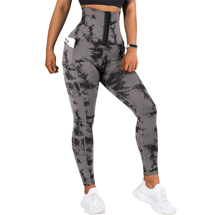 Women's Tie-Dye Patchwork Pocket Yoga Leggings