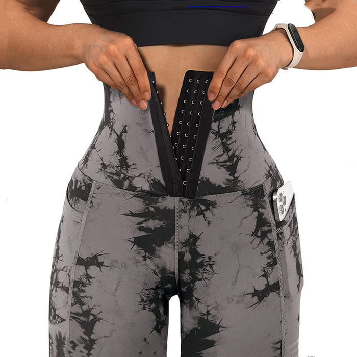 Women's Tie-Dye Patchwork Pocket Yoga Leggings
