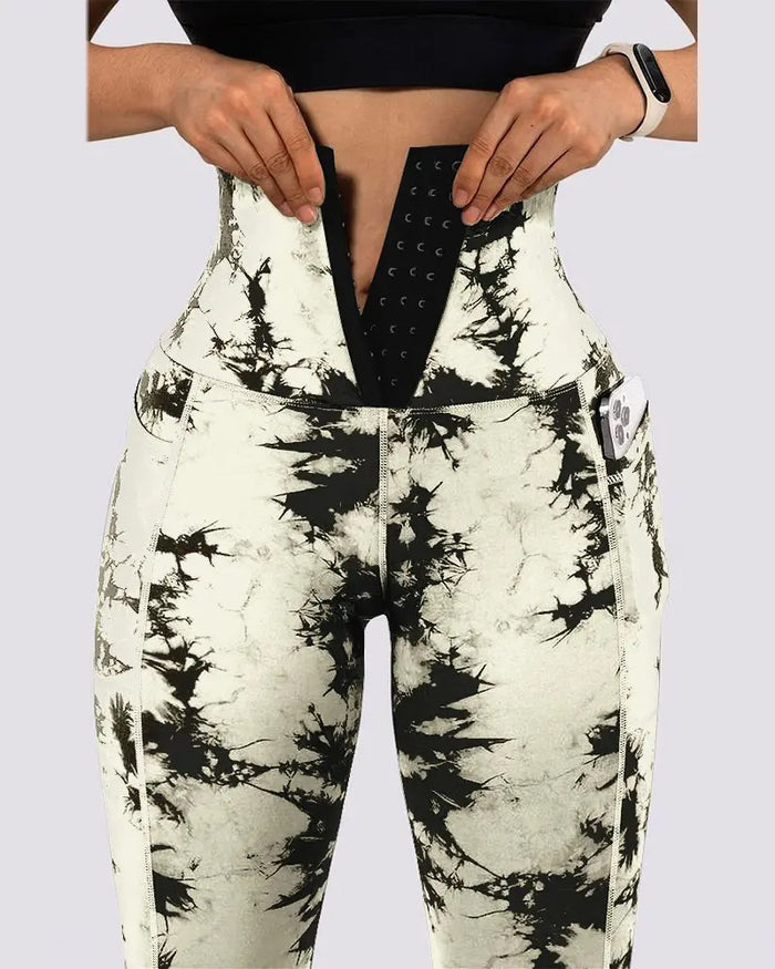Women's Tie-Dye Patchwork Pocket Yoga Leggings