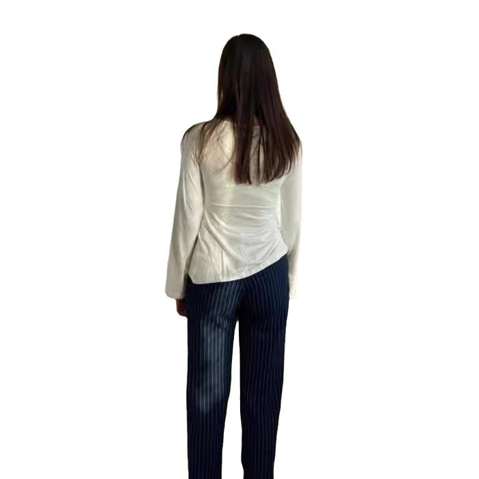 Women's Twisted Butterfly Knit Top | V-Neck Long Sleeve Stretch Pullover